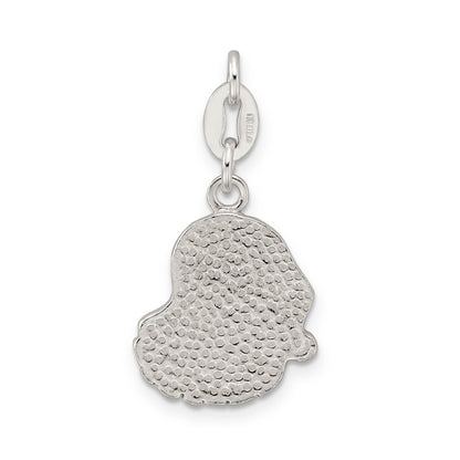 Sterling Silver Polished Enamel Santa Charm