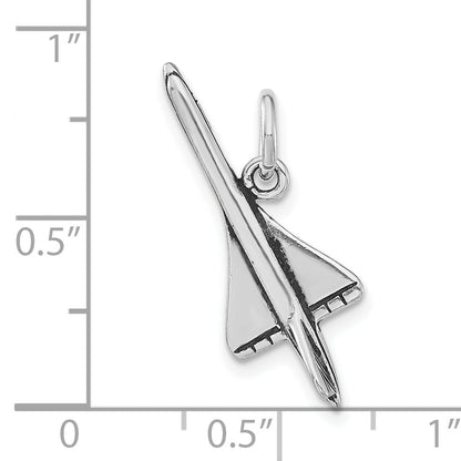 Sterling Silver Polished & Antiqued Airplane Pendant