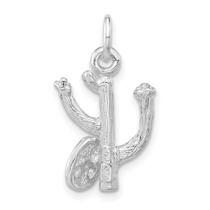 Sterling Silver 3-D Polished Cactus W/ Wheel Pendant