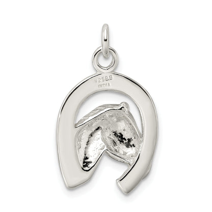 Sterling Silver Polished Horseshoe With Horse Head Pendant