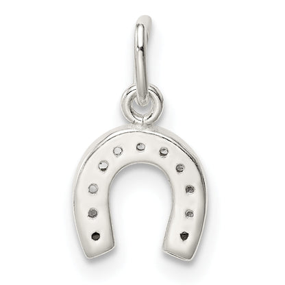 Sterling Silver Polished Horseshoe Cz Charm
