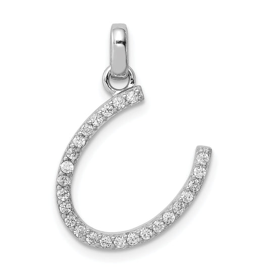 Sterling Silver Rhodium-Plated Cz Pendant