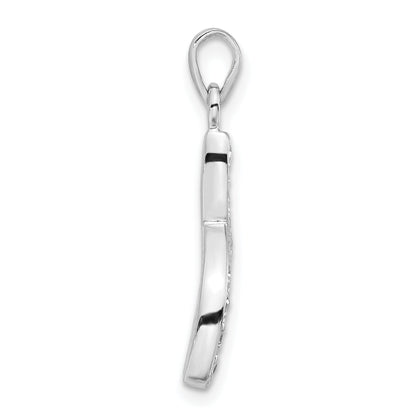 Sterling Silver Rhodium-Plated Polished Cz Wishbone Pendant