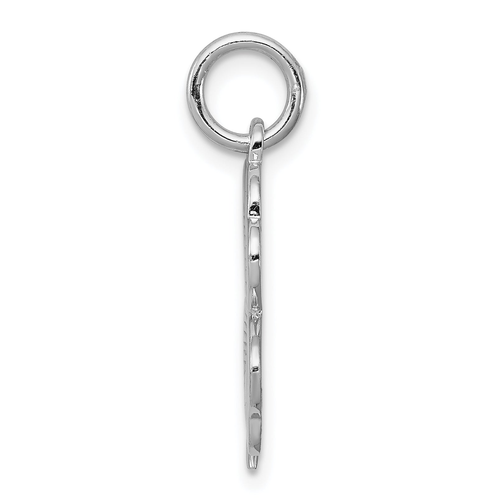 Sterling Silver Rhodium-Plated Polished/Textured 4 Leaf Clover Pendant