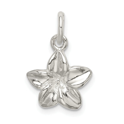 Sterling Silver Polished Plumeria Flower Pendant