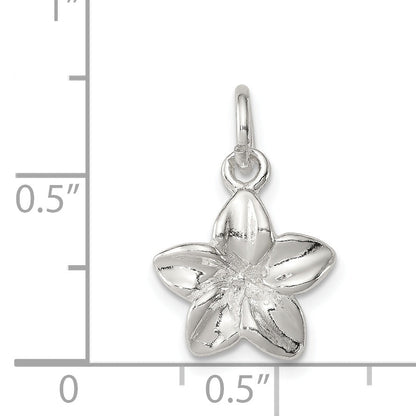 Sterling Silver Polished Plumeria Flower Pendant