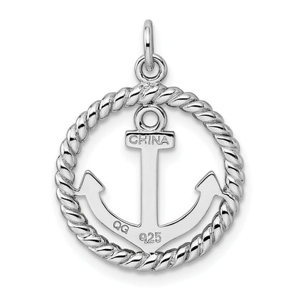 Sterling Silver Rhodium-Plated Anchor Pendant