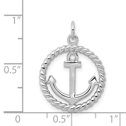 Sterling Silver Rhodium-Plated Anchor Pendant