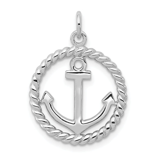 Sterling Silver Rhodium-Plated Anchor Pendant