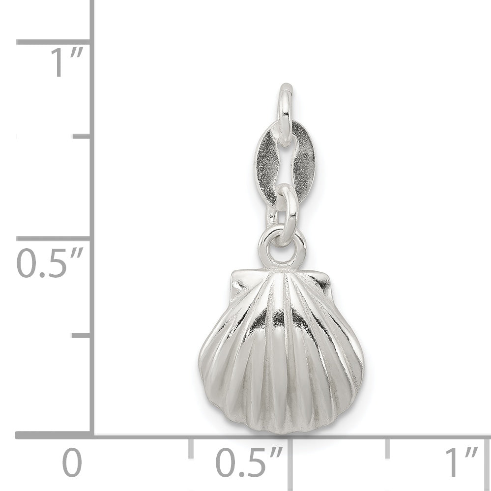 Sterling Silver Polished & Satin Seashell Charm