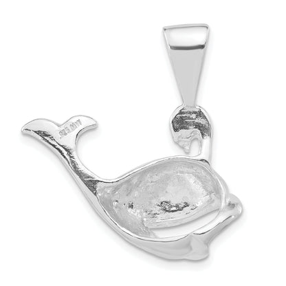 Sterling Silver Polished Open Mouth Whale Pendant