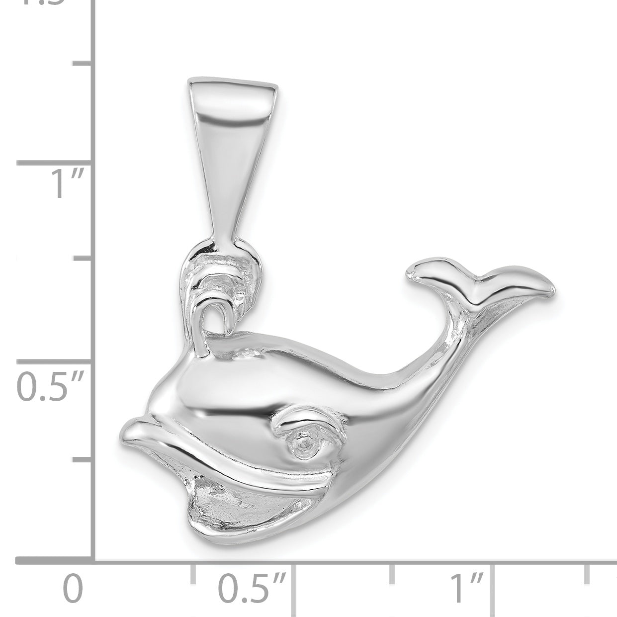 Sterling Silver Polished Open Mouth Whale Pendant