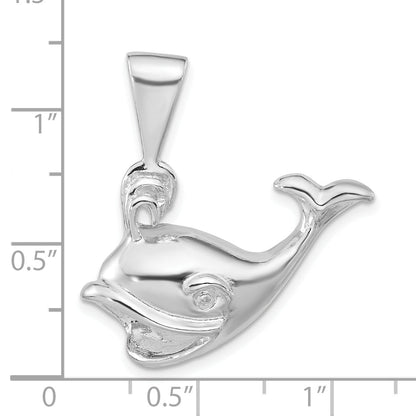 Sterling Silver Polished Open Mouth Whale Pendant