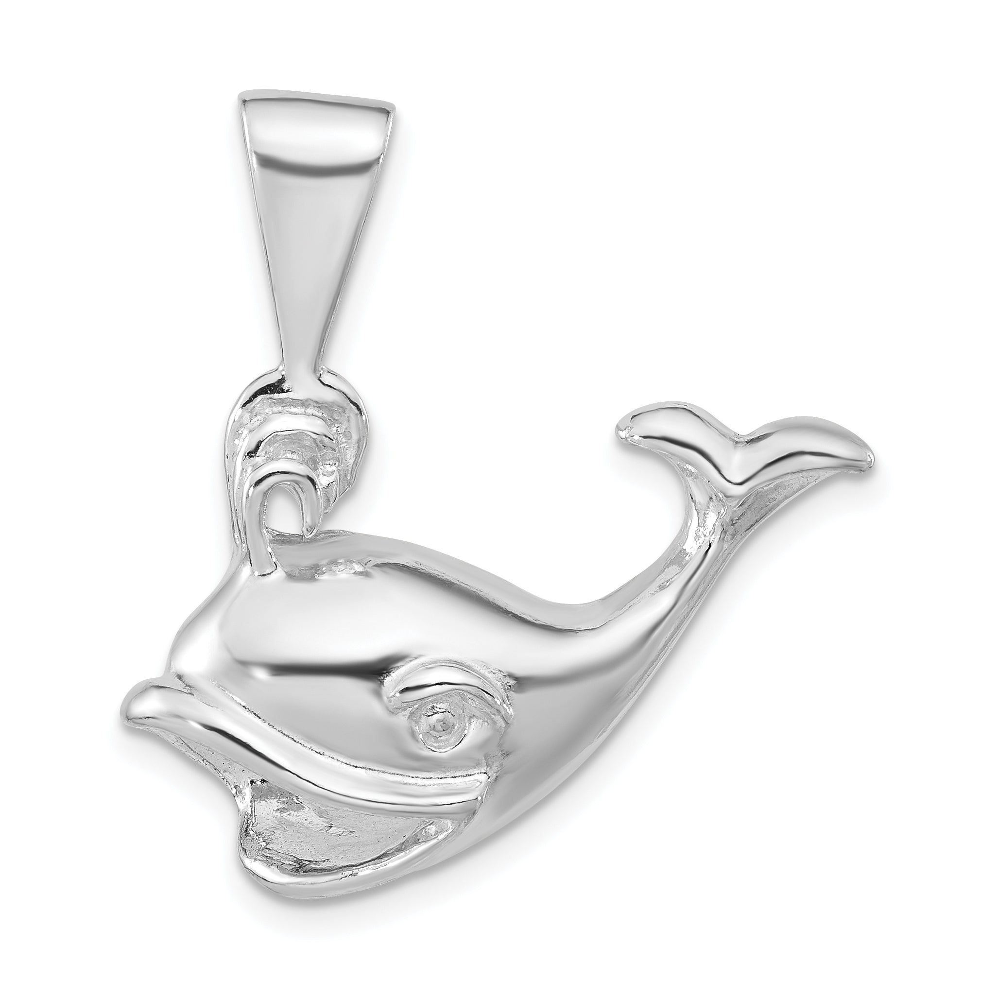 Sterling Silver Polished Open Mouth Whale Pendant