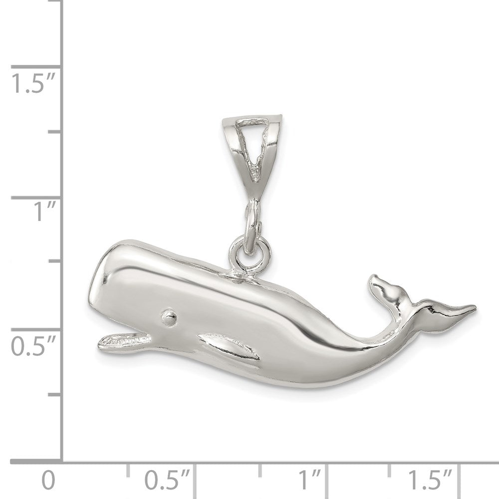 Sterling Silver Polished Whale With Open Mouth Pendant