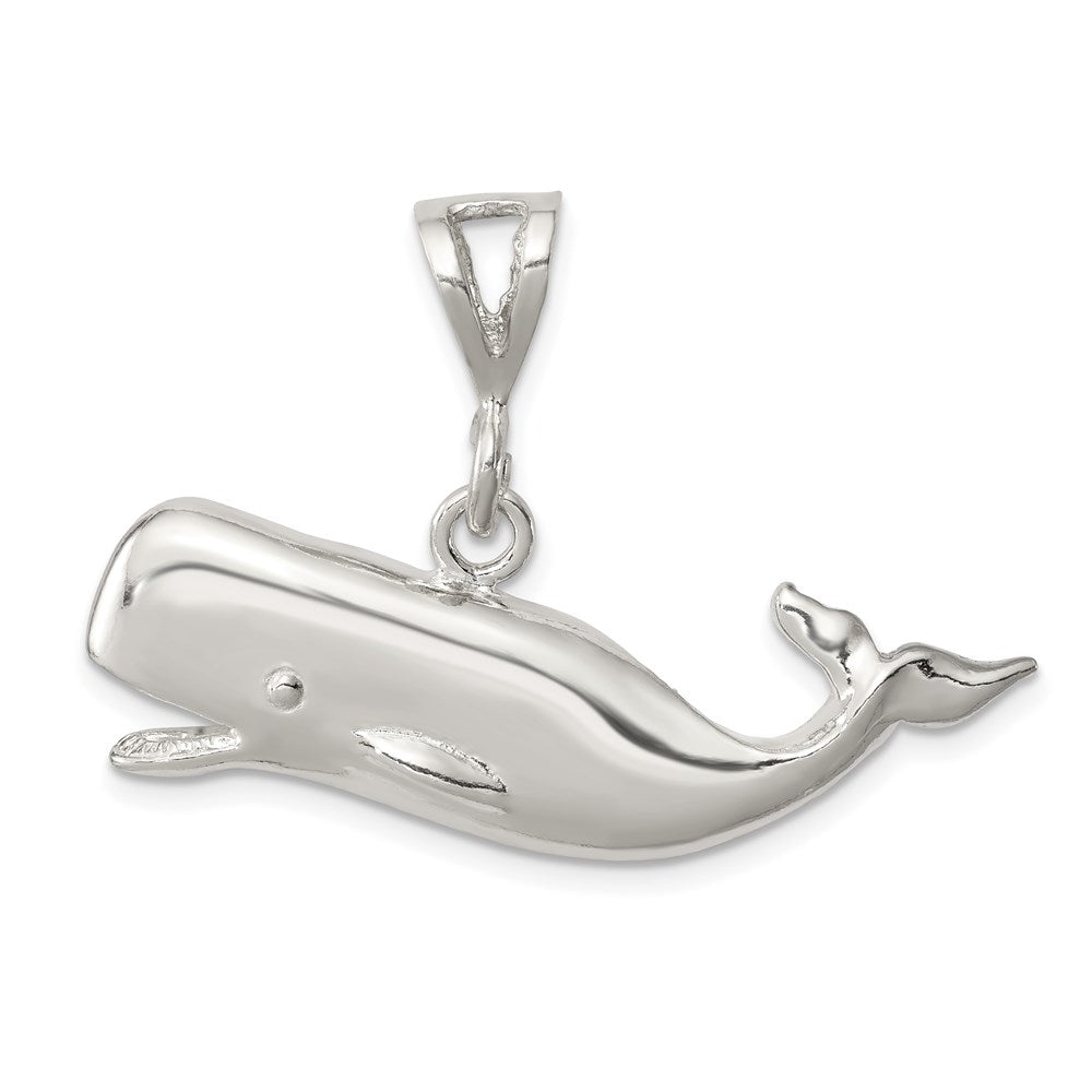 Sterling Silver Polished Whale With Open Mouth Pendant