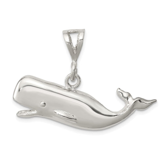 Sterling Silver Polished Whale With Open Mouth Pendant