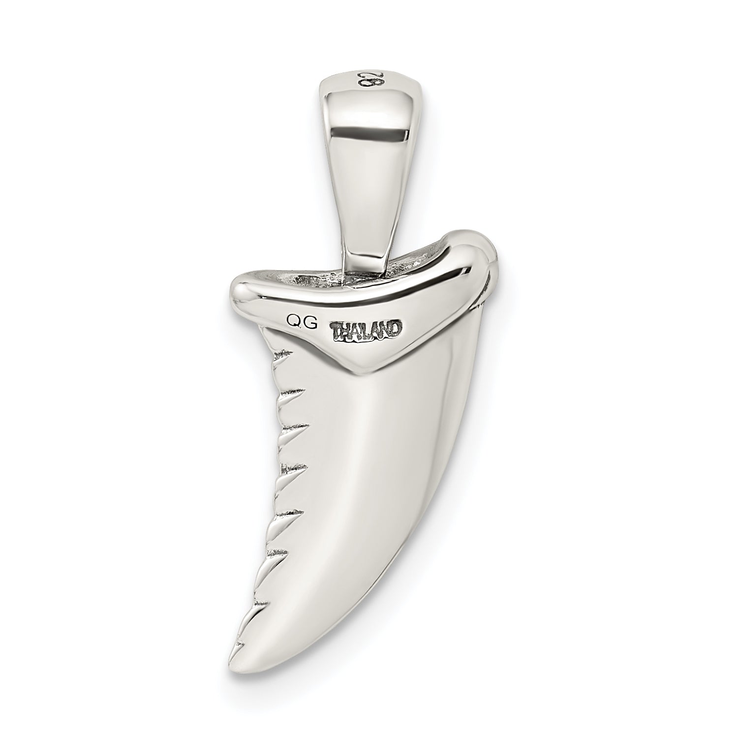 Sterling Silver Antiqued Polished Shark Tooth Pendant