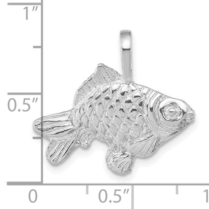 Sterling Silver Polished & Textured Goldfish Pendant