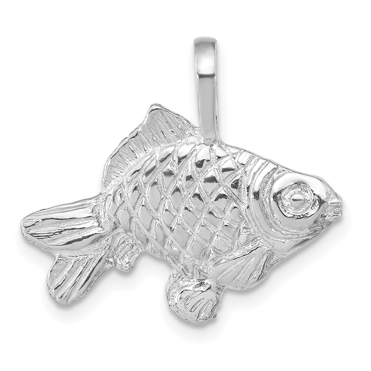 Sterling Silver Polished & Textured Goldfish Pendant