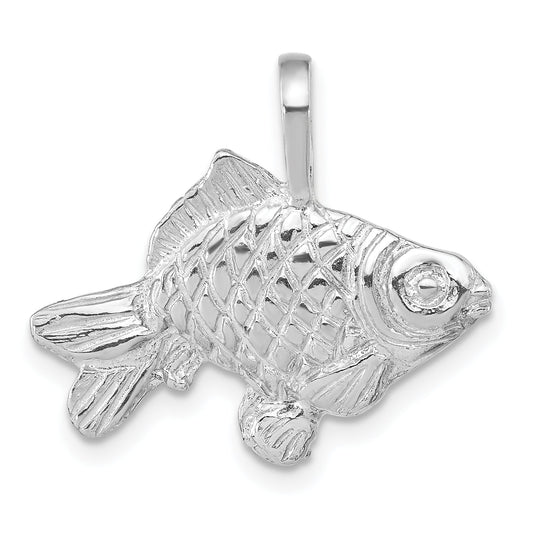 Sterling Silver Polished & Textured Goldfish Pendant