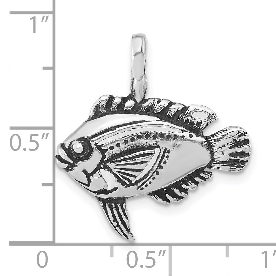 Sterling Silver Antiqued & Textured Fish Pendant