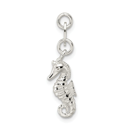 Sterling Silver Polished And Textured Seahorse Charm