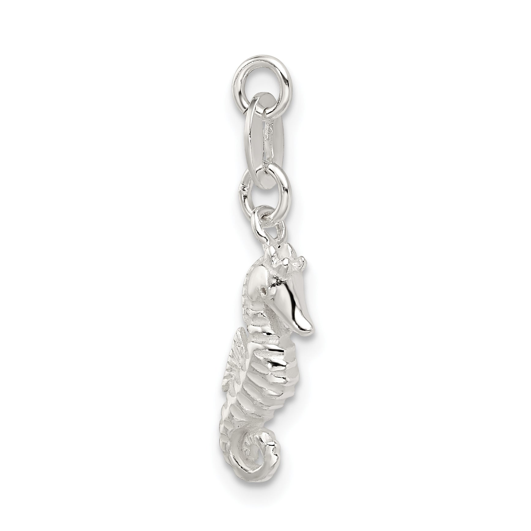 Sterling Silver Polished And Textured Seahorse Charm