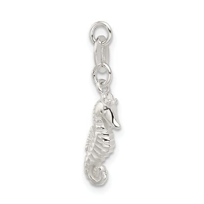 Sterling Silver Polished And Textured Seahorse Charm