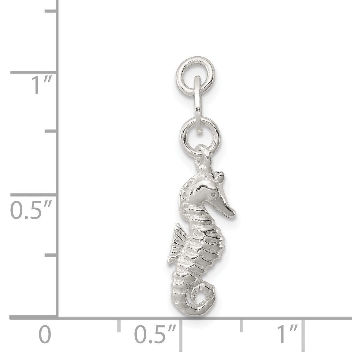 Sterling Silver Polished And Textured Seahorse Charm