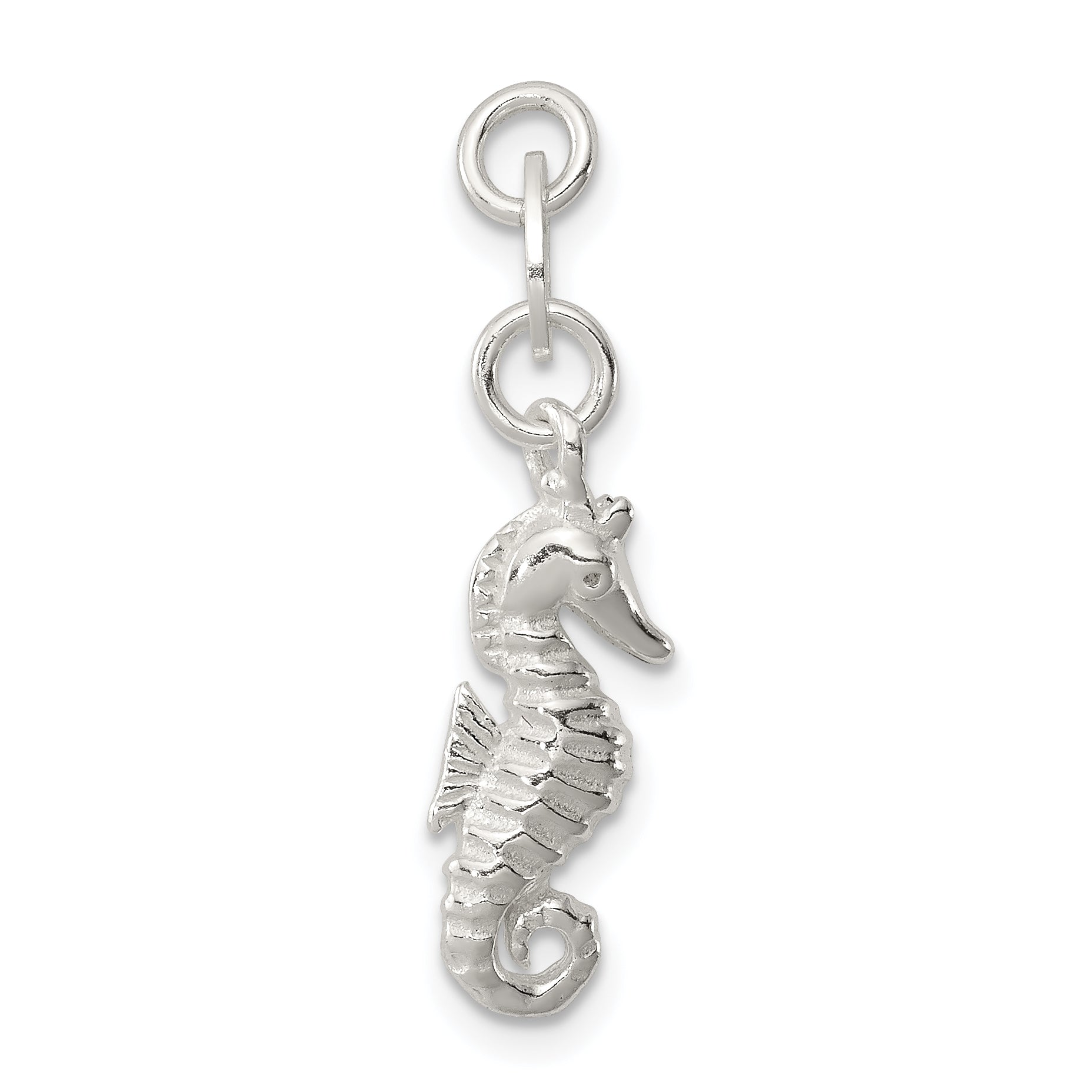 Sterling Silver Polished And Textured Seahorse Charm