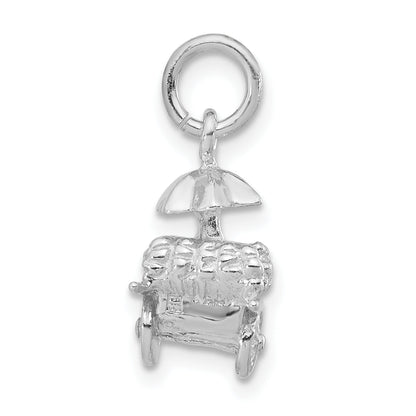 Sterling Silver 3-D Polished Umbrella Cart Pendant