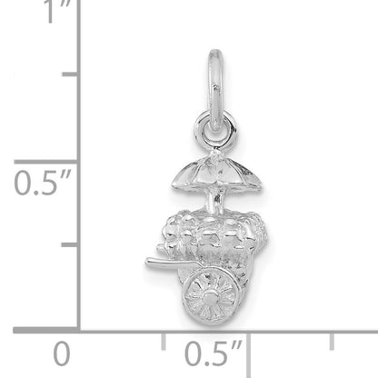Sterling Silver 3-D Polished Umbrella Cart Pendant