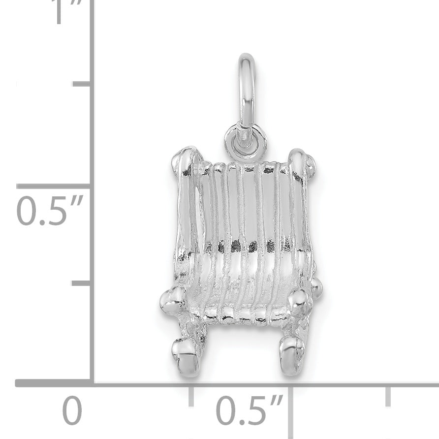 Sterling Silver 3-D Polished Rocking Chair Pendant