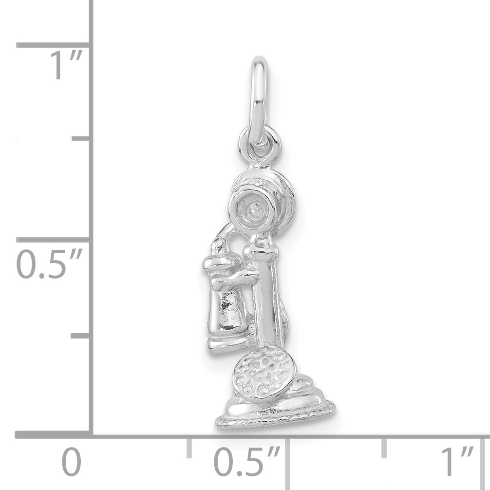 Sterling Silver 3-D Polished Old Fashioned Phone Pendant