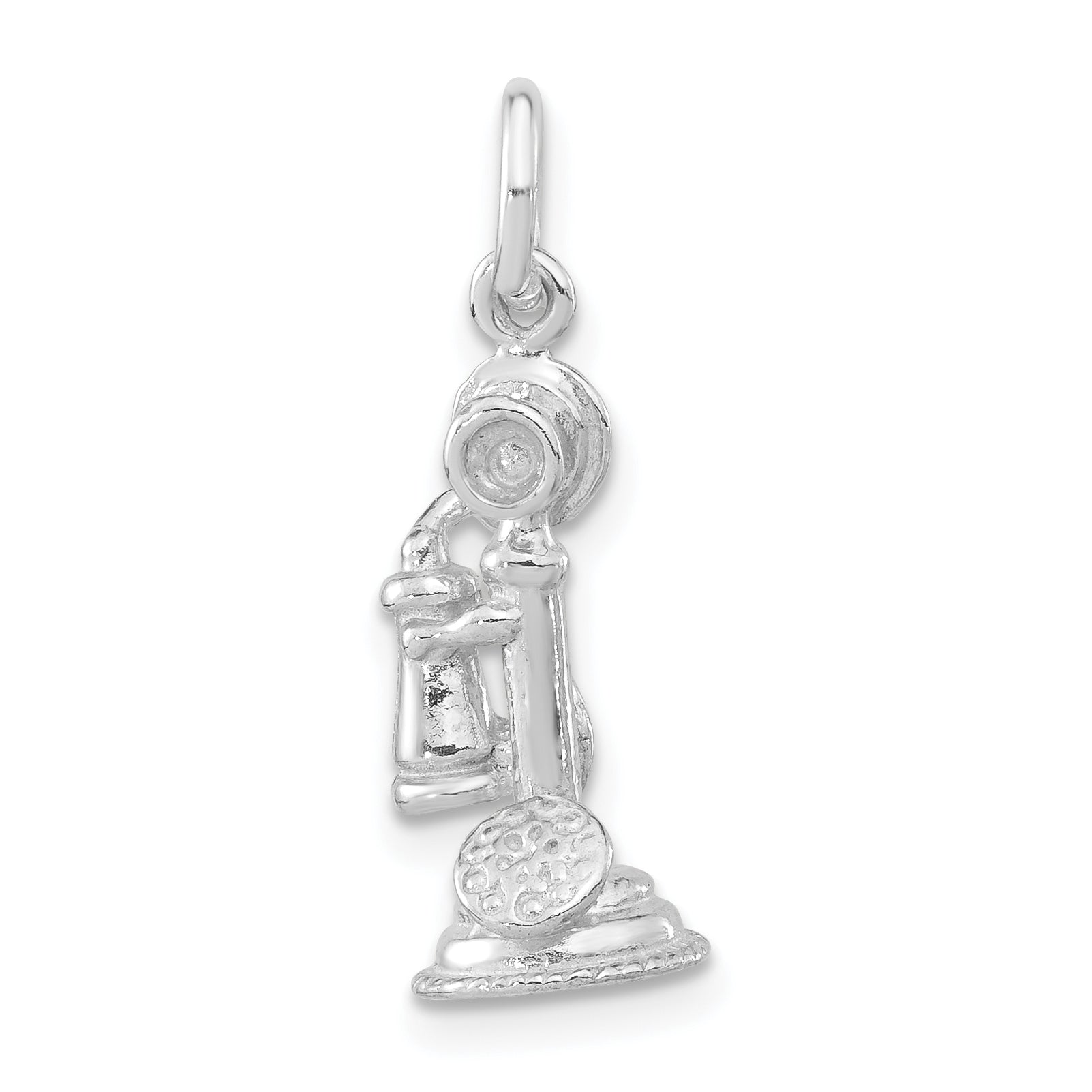 Sterling Silver 3-D Polished Old Fashioned Phone Pendant