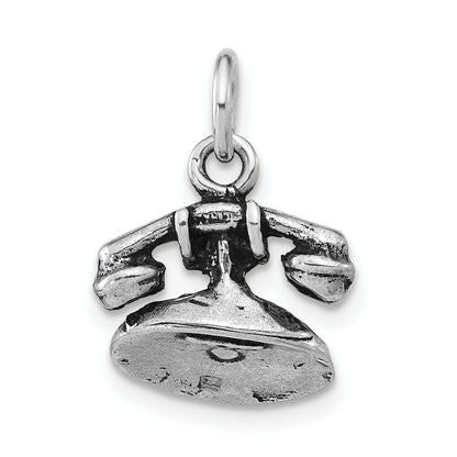 Sterling Silver Antiqued & Textured 3-D Telephone Pendant