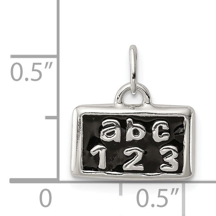 Sterling Silver Polished Enamel Abc 123 Pendant
