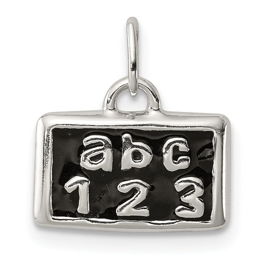 Sterling Silver Polished Enamel Abc 123 Pendant