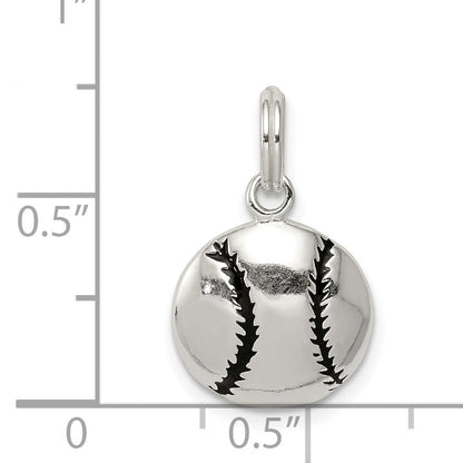Sterling Silver Polished Enamel Baseball Pendant