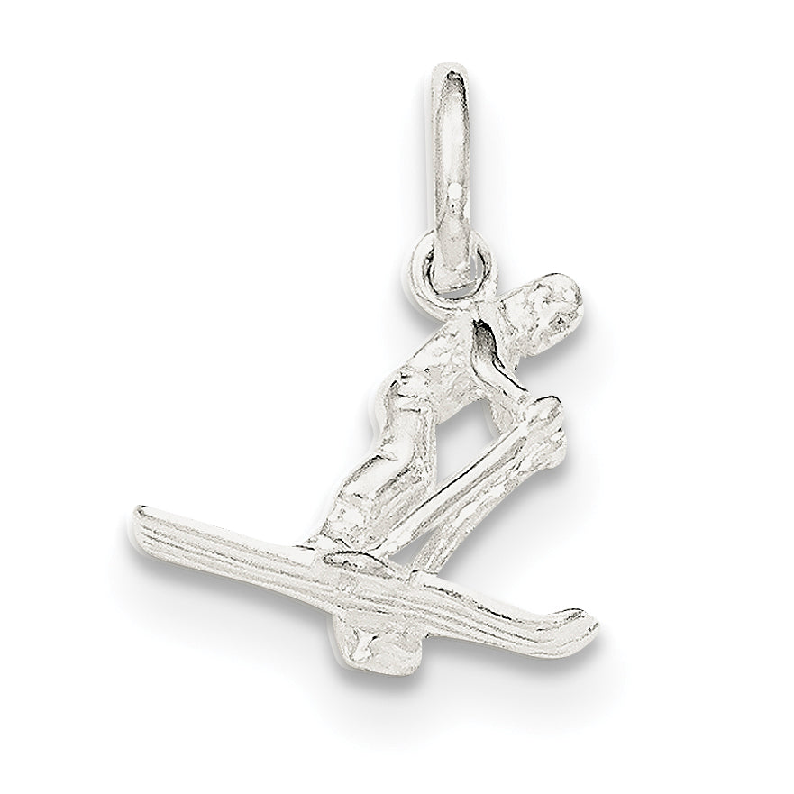 Sterling Silver Polished Skier Charm