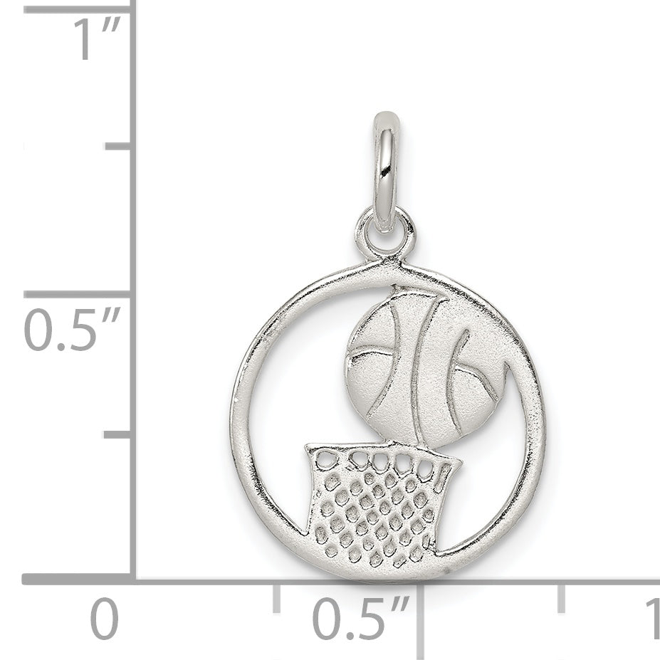 Sterling Silver Polished Basketball Pendant