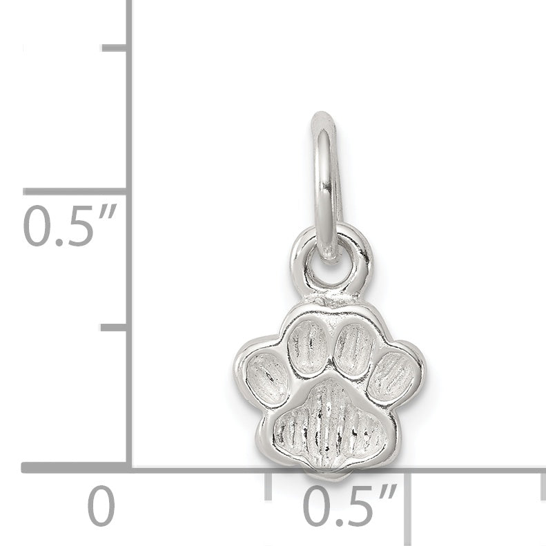 Sterling Silver Polished And Textured Paw Print Charm