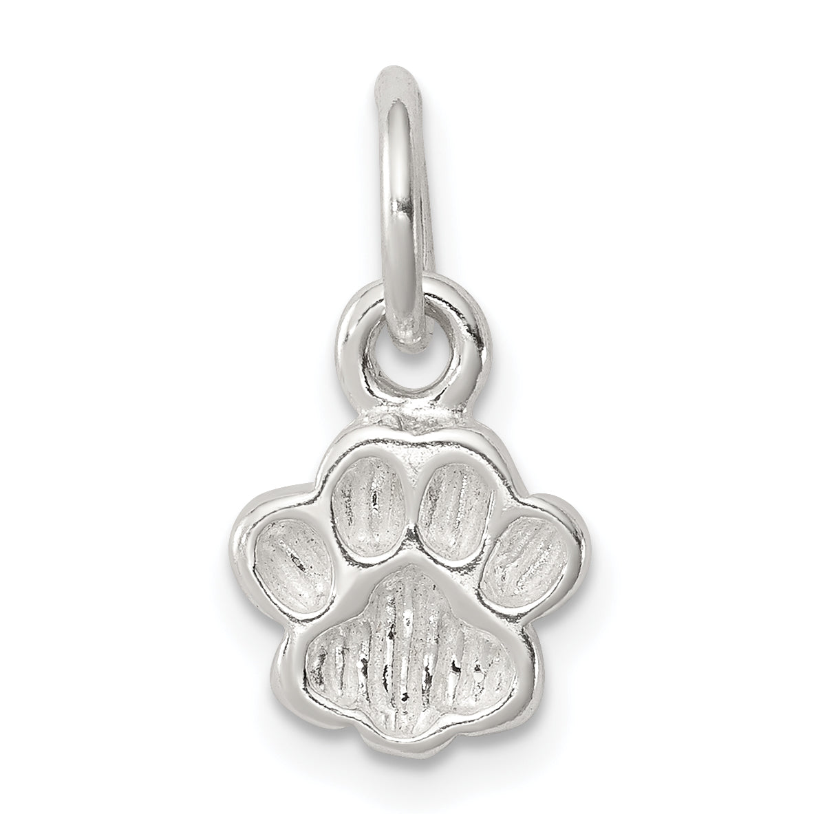 Sterling Silver Polished And Textured Paw Print Charm