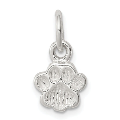 Sterling Silver Polished And Textured Paw Print Charm