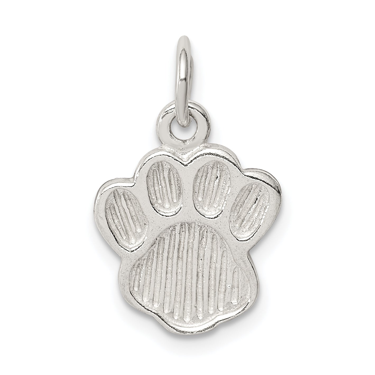Sterling Silver Polished And Textured Paw Print Charm