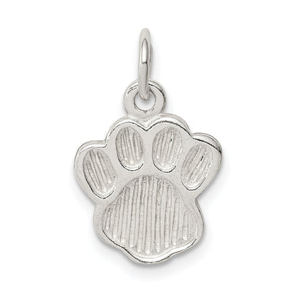 Sterling Silver Polished And Textured Paw Print Charm