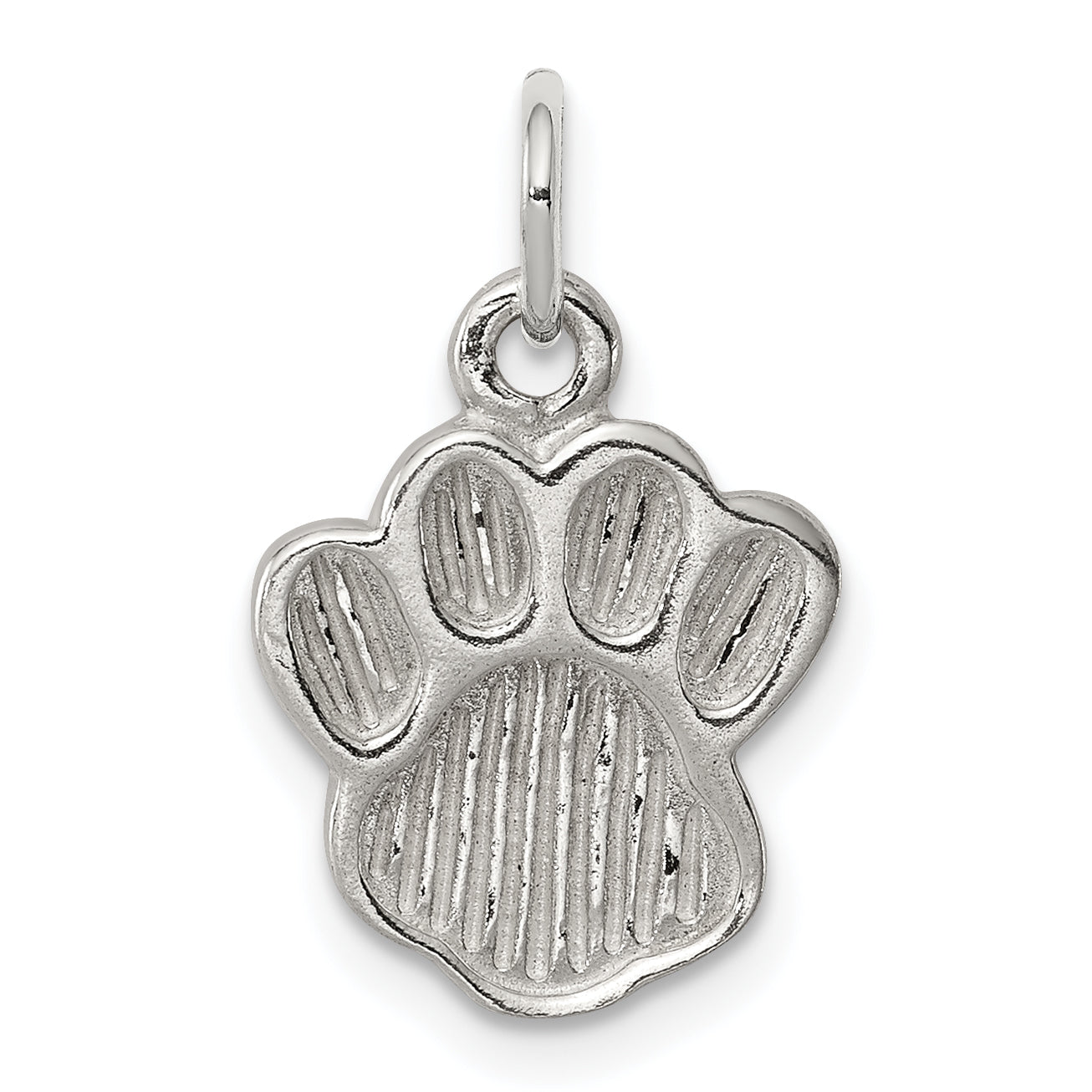 Sterling Silver Polished And Textured Paw Print Charm