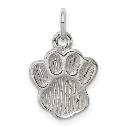 Sterling Silver Polished And Textured Paw Print Charm