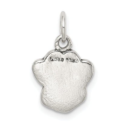 Sterling Silver Polished And Antiqued Paw Pendant